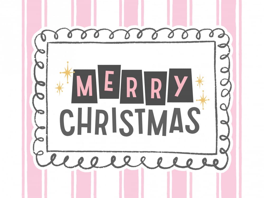 Retro Pink Christmas by Jolly and Dash — canvas wall art