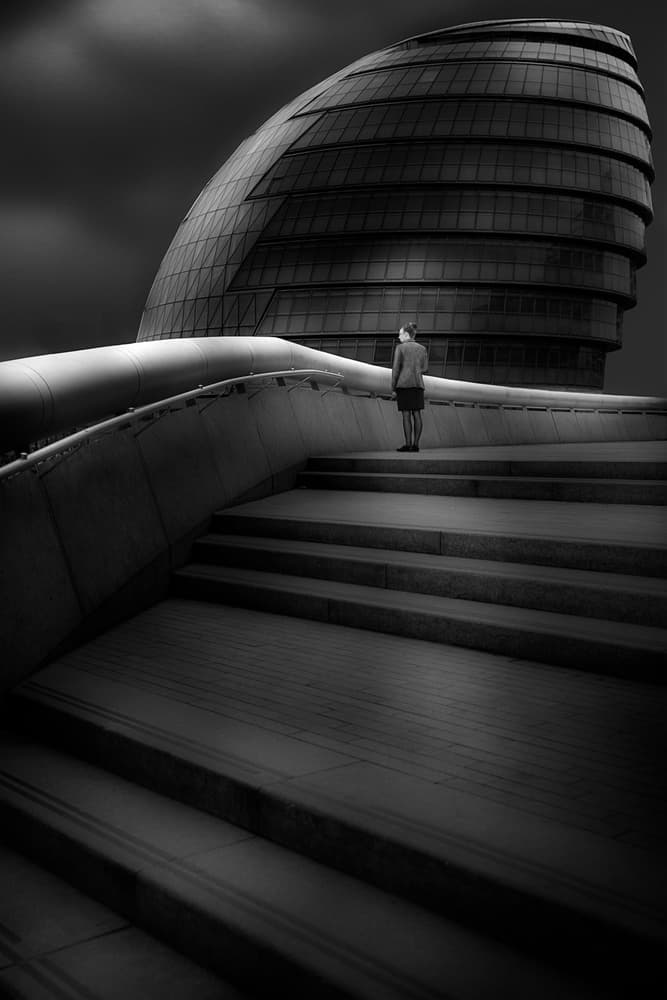 Solitary Figure Modern Architecture by Olavo Azevedo — canvas wall art