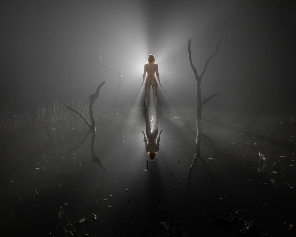 Glowing Figure Reflection by Leszek Paradowski — canvas wall art