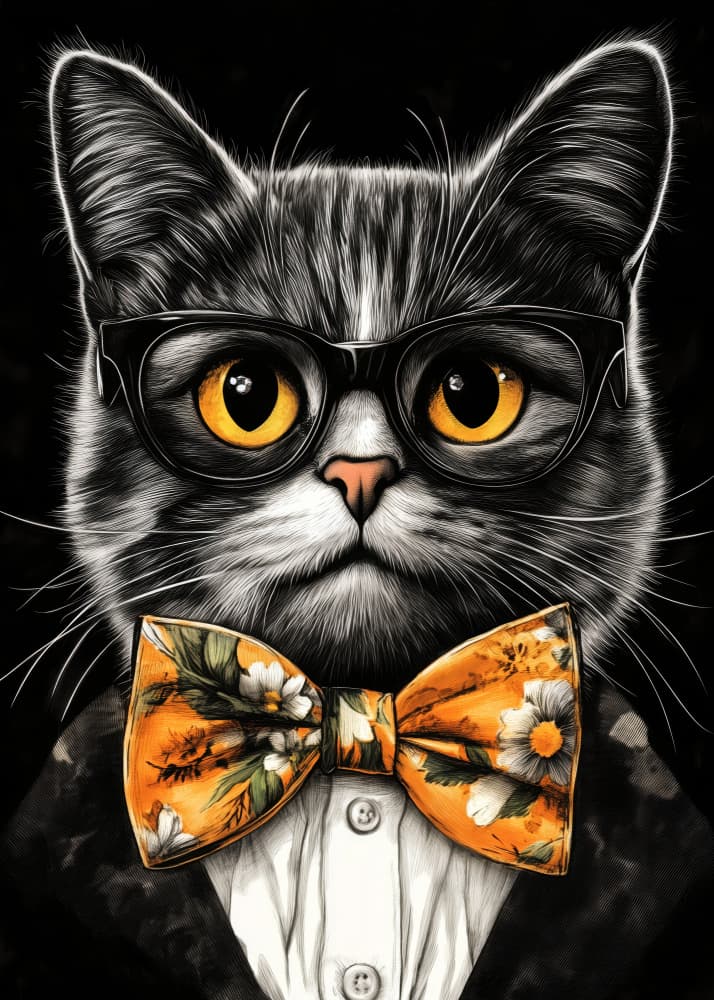 Dapper Cat with Glasses by Justyna Jaszke — canvas wall art