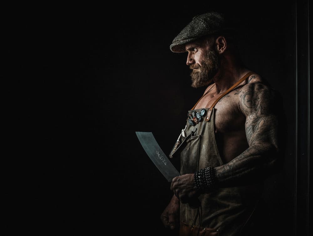 Bearded Craftsman with Knife by gNo — canvas wall art