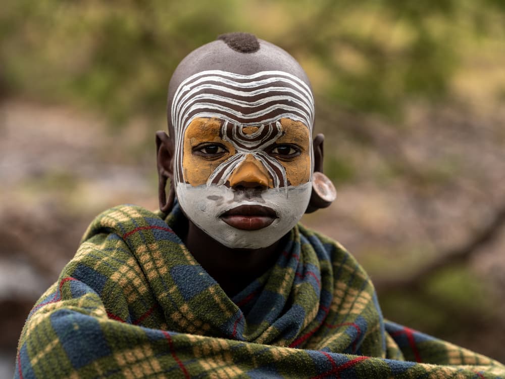 Expressive Tribal Child by HuongHoang — canvas wall art