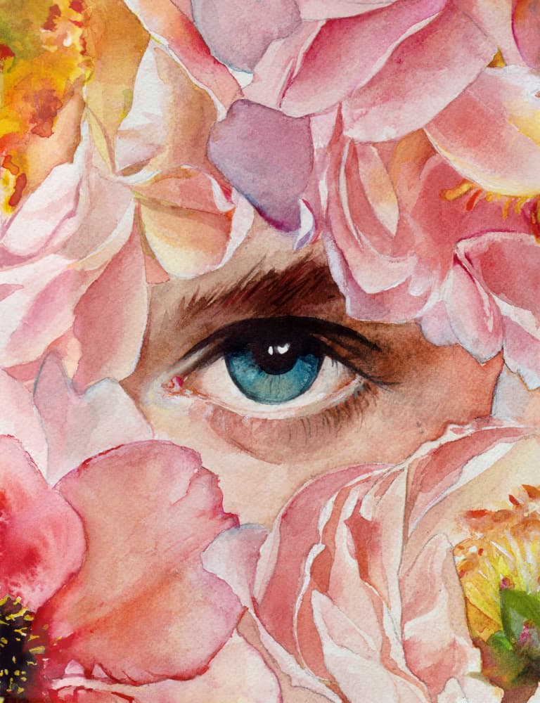 Dreamy Eye Pink Flowers by Christine Lindstrom — canvas wall art