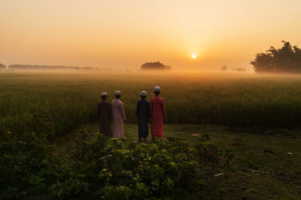 Boys Watching Sunrise by Md. Arifuzzaman — canvas wall art