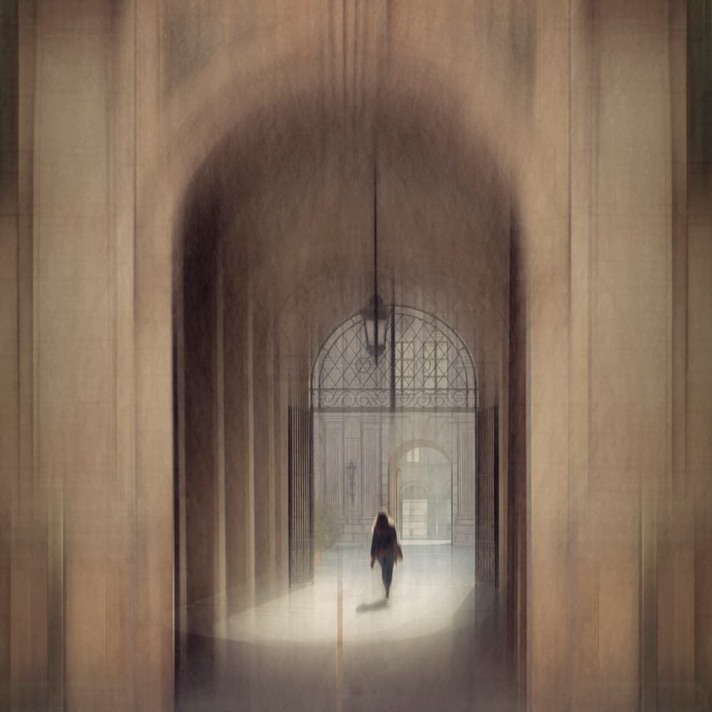 Walking Through Arched Light by Roswitha Schleicher-Schwarz — canvas wall art
