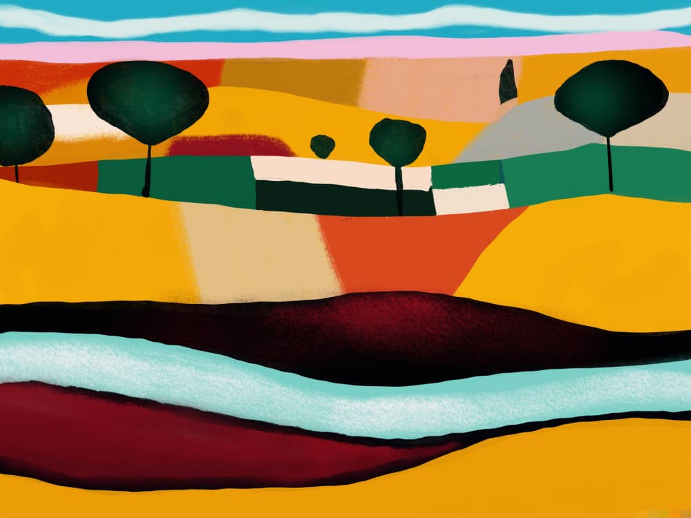 Colorful Abstract Landscape by Little Dean — canvas wall art