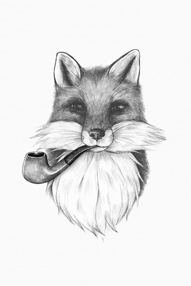 Dapper Fox With Pipe by Marja van den Hurk — canvas wall art