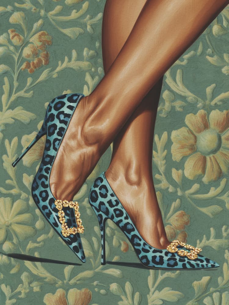 Glamorous Blue Leopard Heels by Andreas Magnusson — canvas wall art