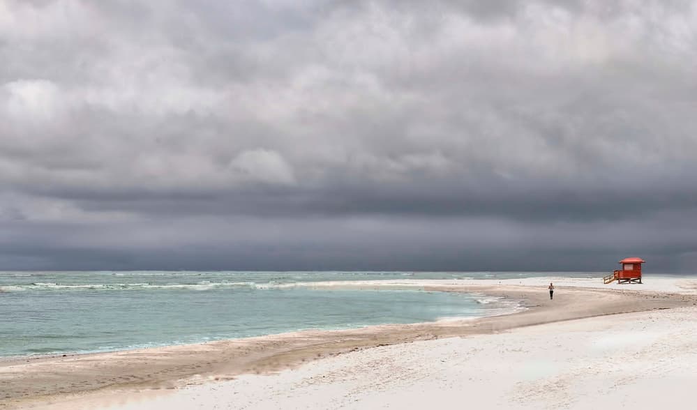 Red Lifeguard Beach by Jane Lyons — canvas wall art