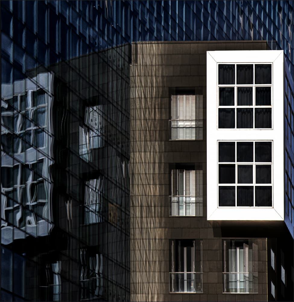 Geometric City Reflections by Gilbert Claes — canvas wall art