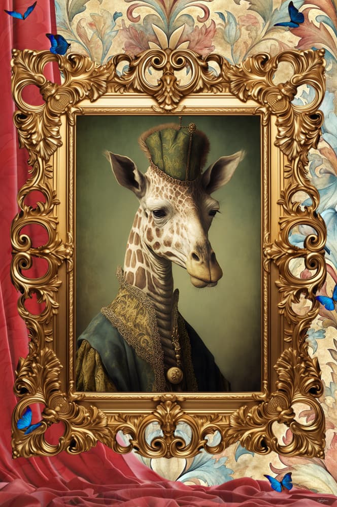 Regal Giraffe Portrait by Sue Skellern — canvas wall art