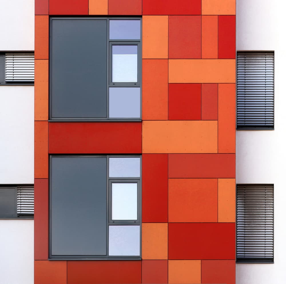 Vibrant Geometric Facade by Hans-Wolfgang Hawerkamp — canvas wall art