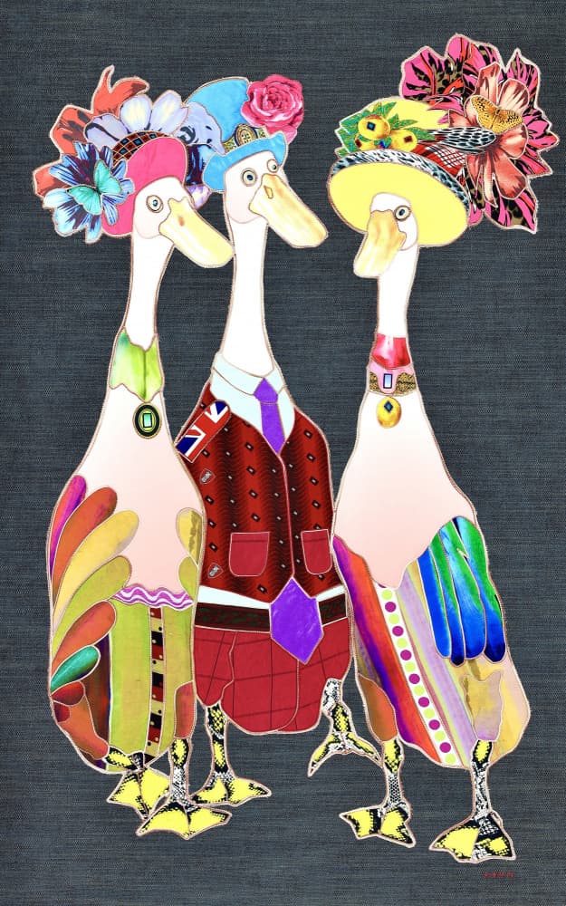 Whimsical Dressed Ducks by Kostyantin Malginov — canvas wall art