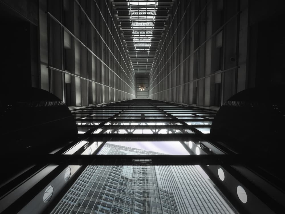 Upward Skyscraper View by Akira TAKAUE — canvas wall art