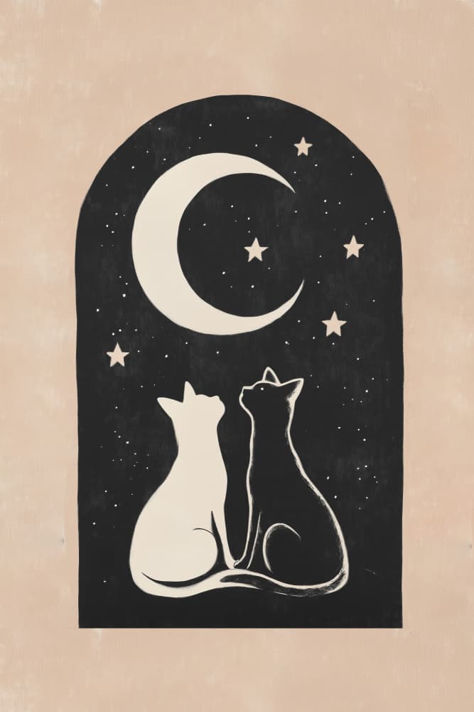 Stargazing Cats by Melloi Art Prints — canvas wall art