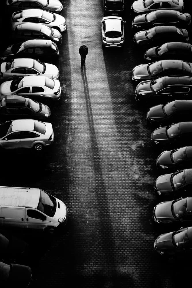 Urban Man Long Shadow by Marius Cinteza — canvas wall art