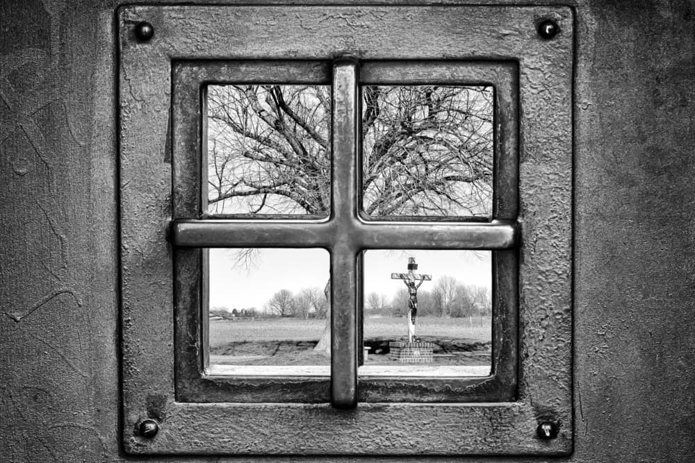 Winter Window Cross View by Michael — canvas wall art