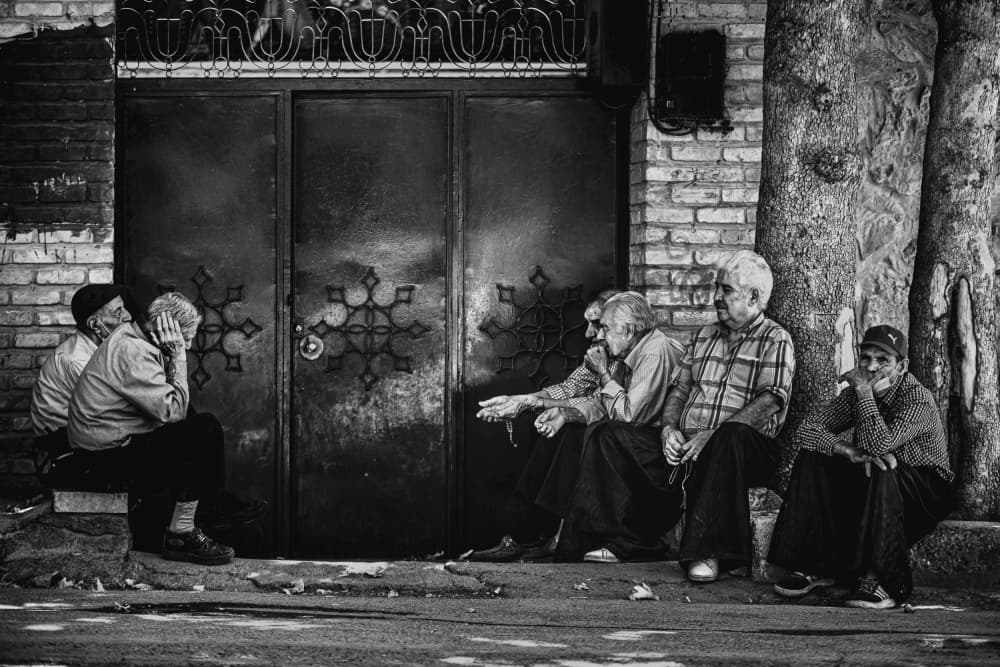 Street Corner Gathering by Marco Tagliarino — canvas wall art