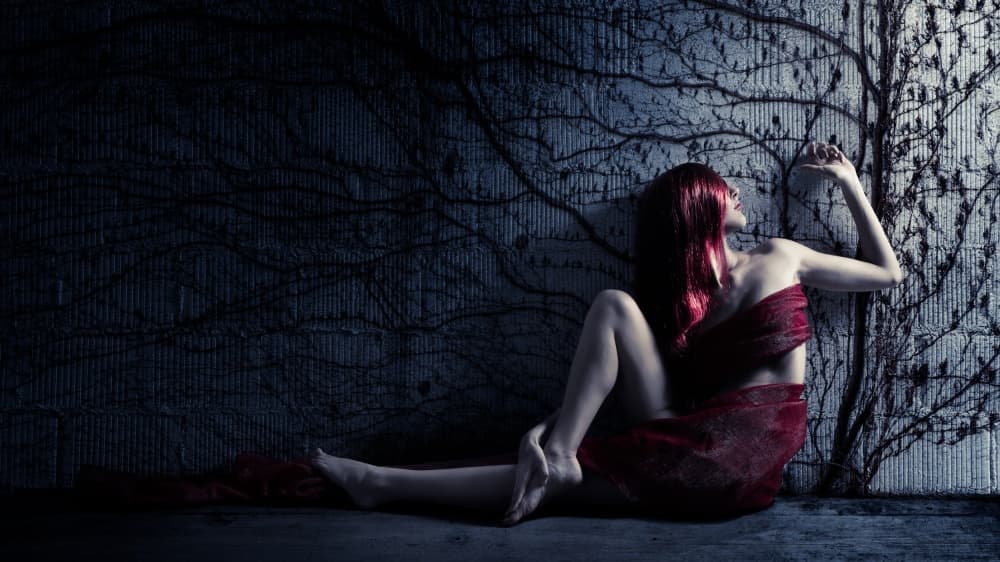 Red Hair and Dark Birds by Patrick Odorizzi — canvas wall art