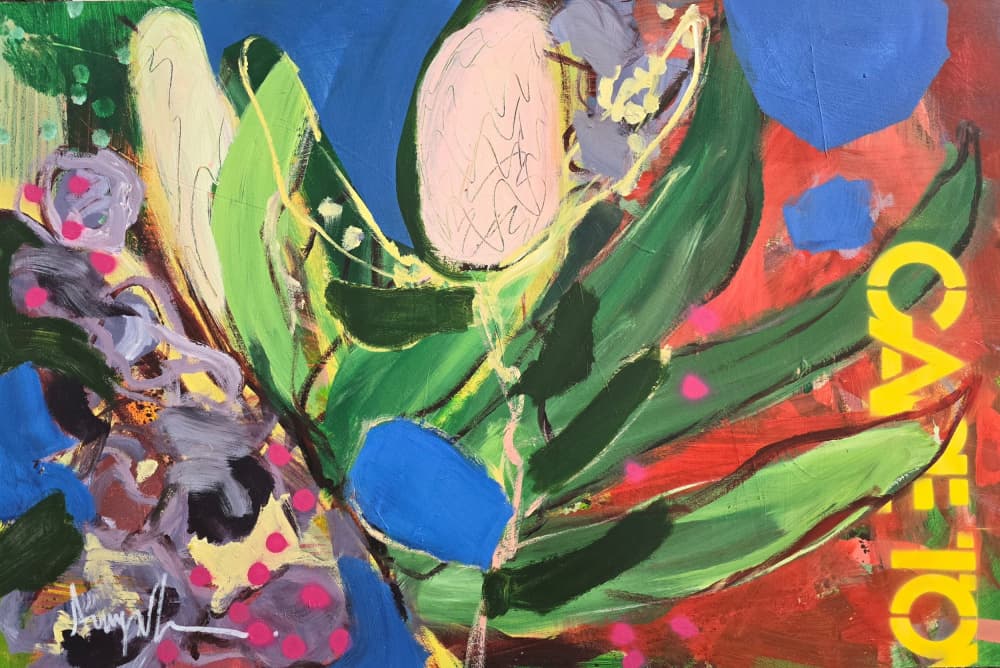 Colorful Botanical Abstraction by Angela Maritz — canvas wall art