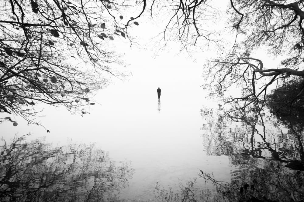 Lone Figure in Mist by Leszek Paradowski — canvas wall art