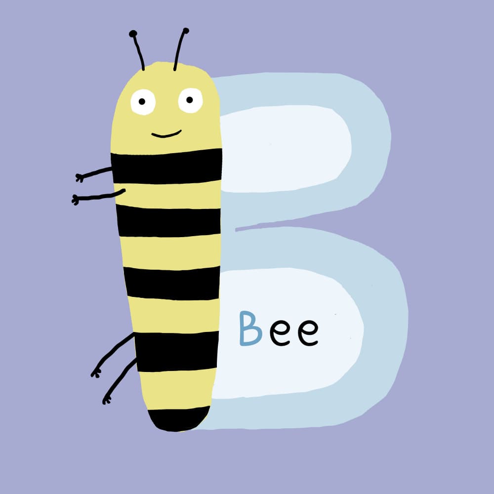 Happy Bee Letter B by Carla Daly — canvas wall art