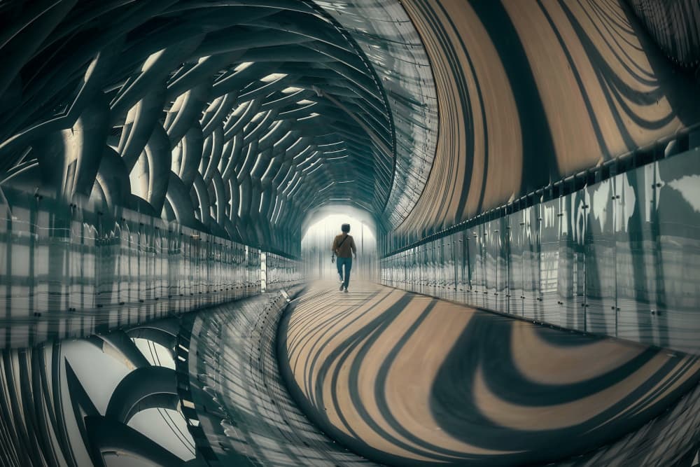 Modern Tunnel Journey by MingLun Tsai (蔡明倫) — canvas wall art