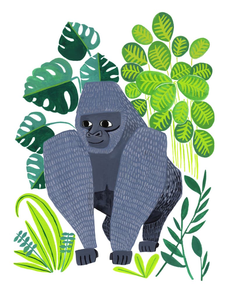 Gentle Gorilla in Jungle by Katy Tanis — canvas wall art