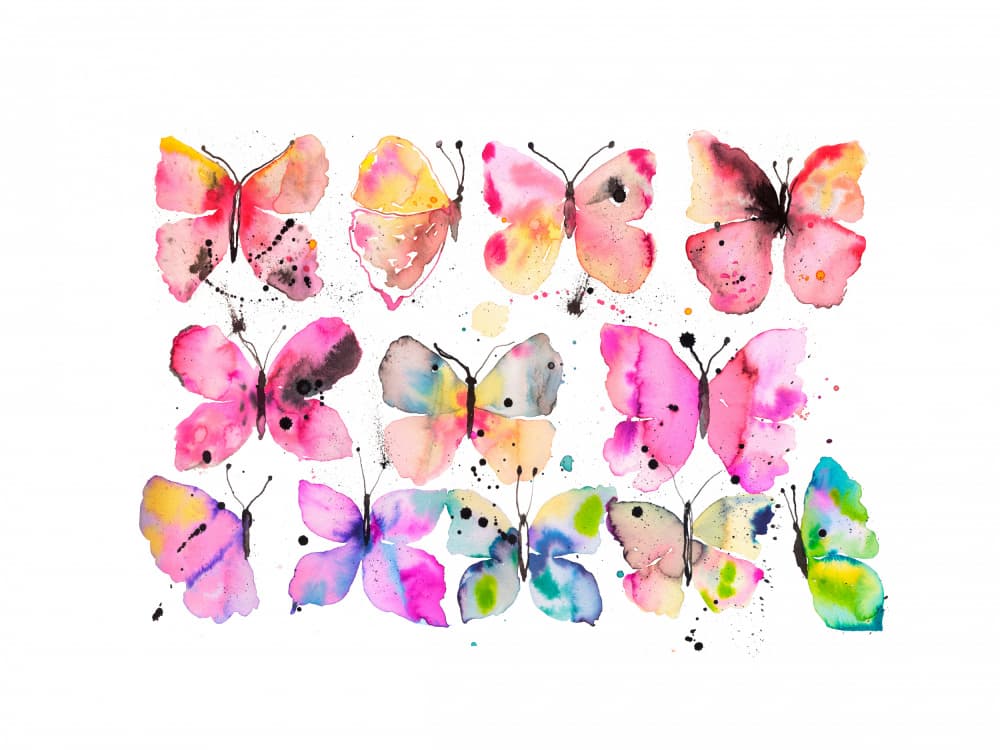 Butterflies Splatter Watercolor by Ninola Design — canvas wall art