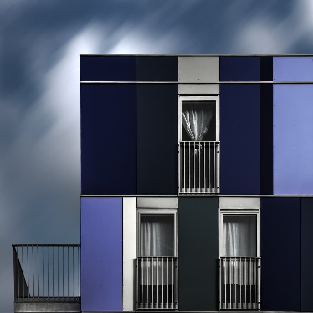 Deep Blue Architecture by Gilbert Claes — canvas wall art