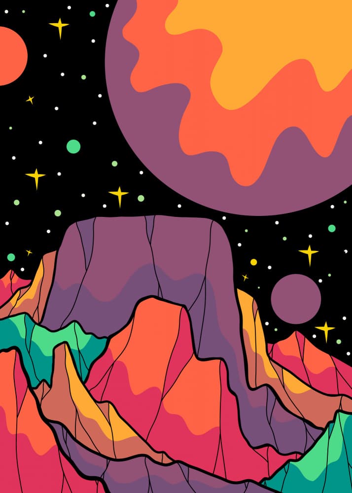 Cosmic Mountain Dreamscape by Stephen Wade — canvas wall art