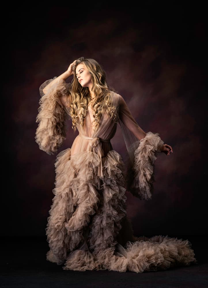Elegant Ruffle Portrait by Catchlight Studio — canvas wall art