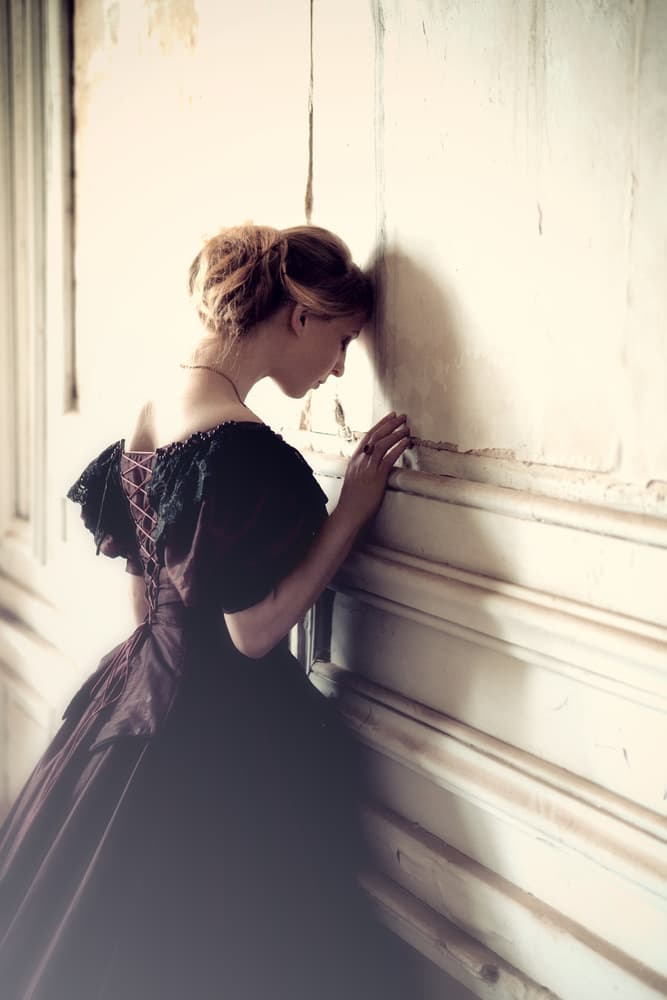 Melancholy Woman Old Wall by Magdalena Russocka — canvas wall art