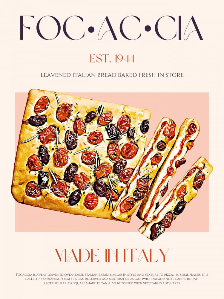 Rustic Italian Focaccia by Nazma Khokhar — canvas wall art