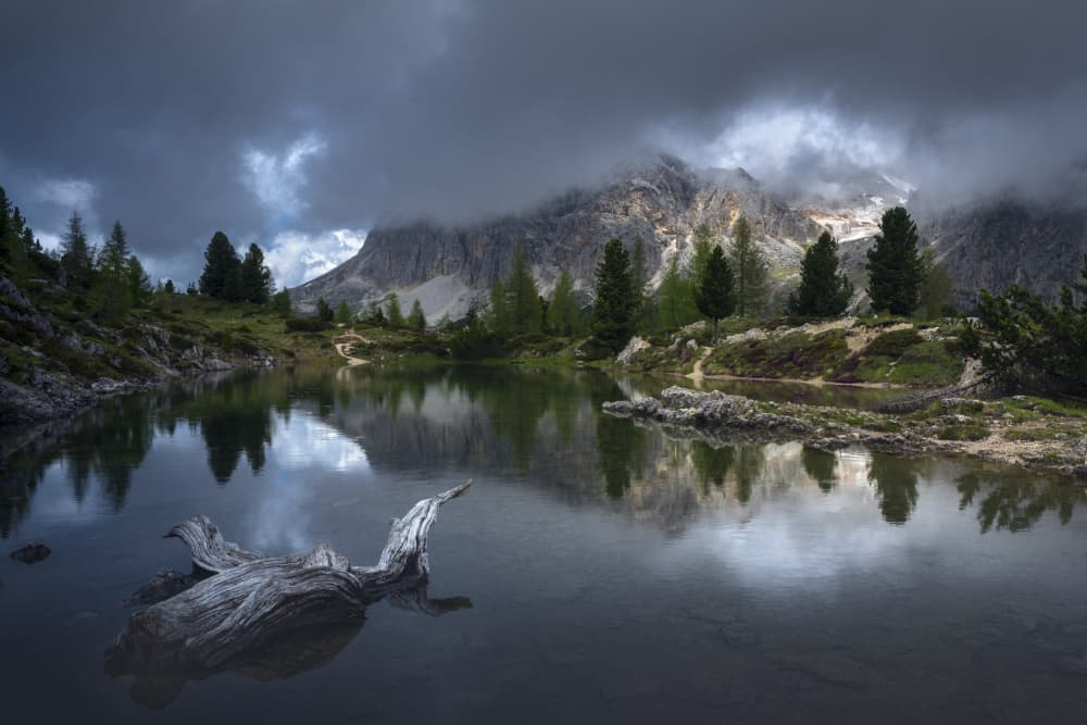 Moody Mountain Lake by Sergio Saavedra Ruiz — canvas wall art