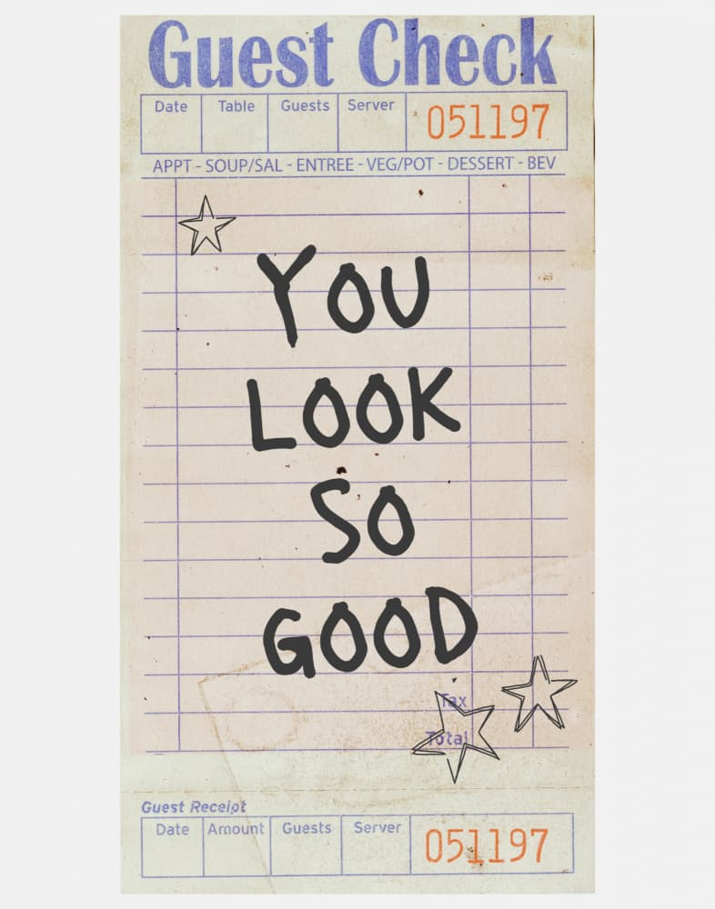 Vintage Compliment Guest Check by Jolly and Dash — canvas wall art