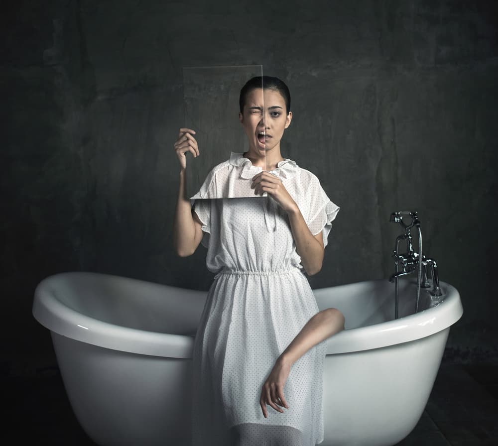 Distorted Face Bathtub by hardibudi — canvas wall art