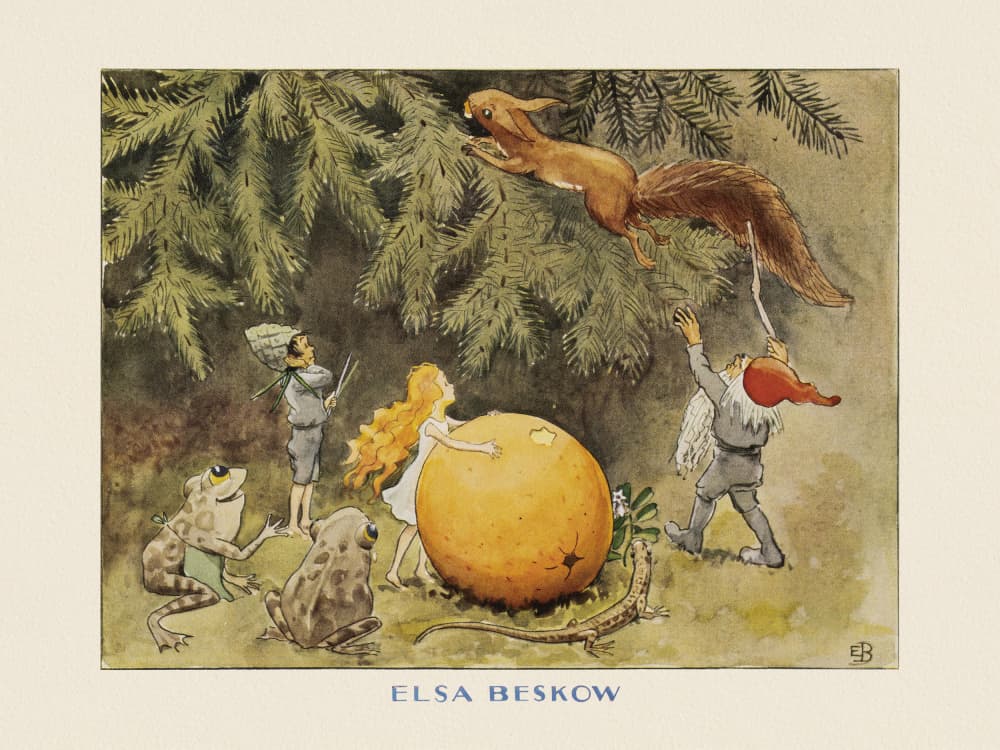 Solägget Ekorren by Elsa Beskow — canvas wall art