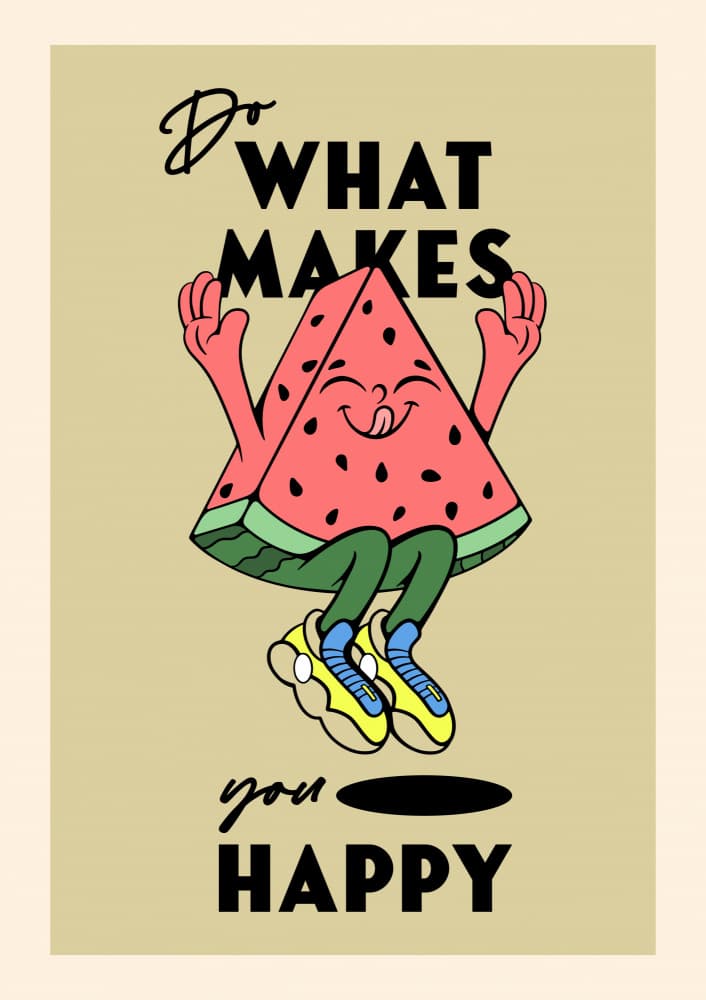 Happy Watermelon Quote by Alina Shulhouskaya — canvas wall art