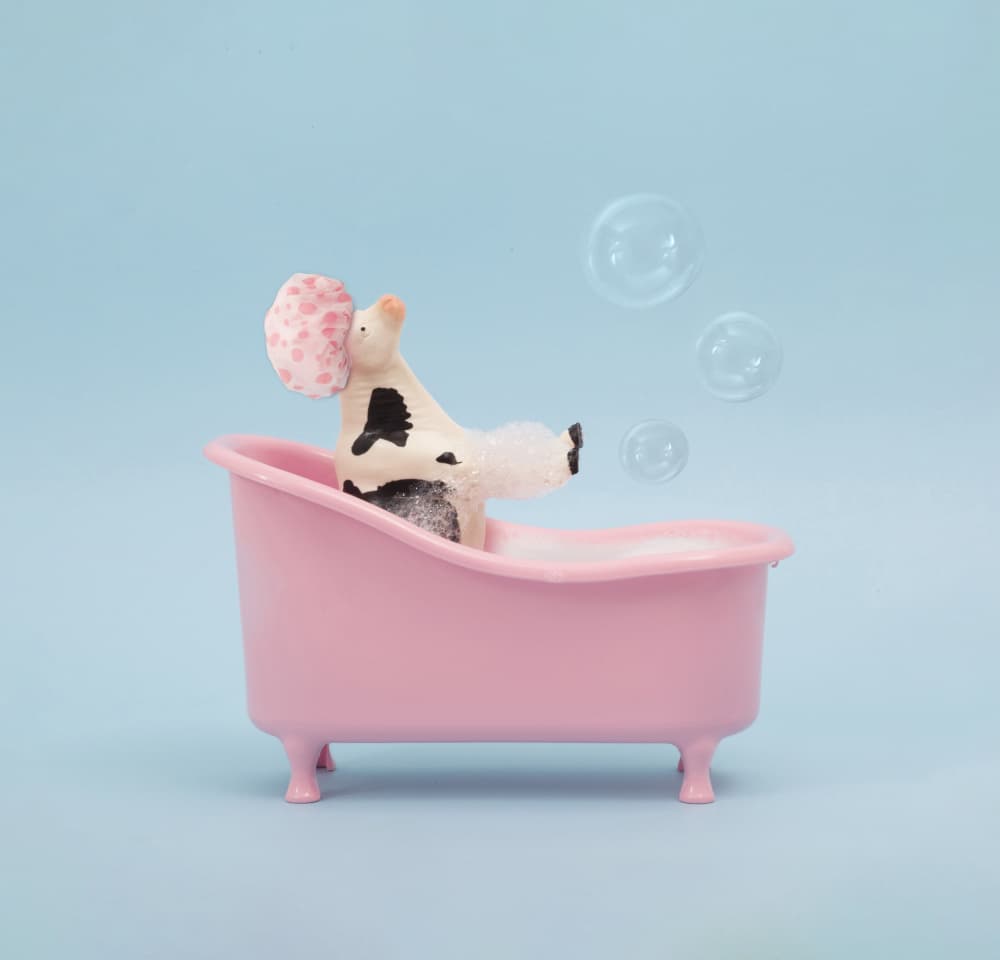 Cow Bubble Bath by Julia Ramiro — canvas wall art