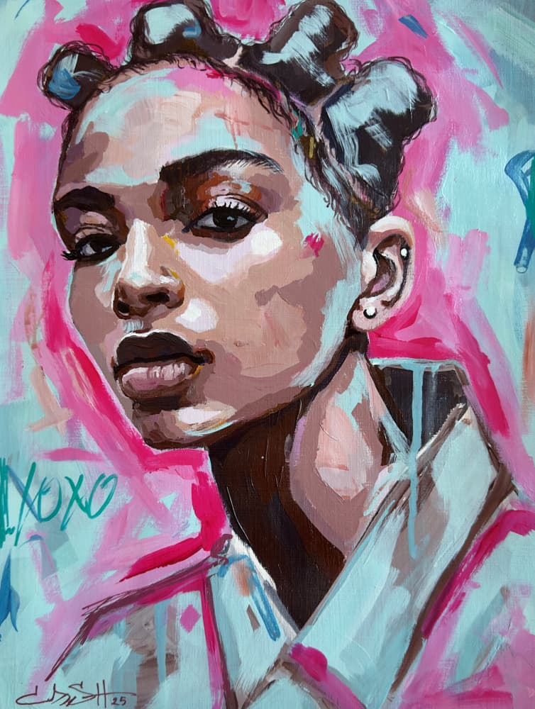 Vibrant Woman Portrait by Suzan Habib — canvas wall art