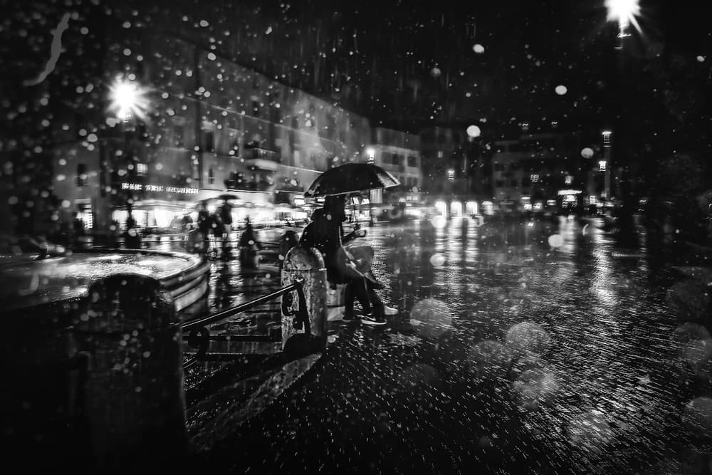 Romantic Rainy Night by Massimiliano Mancini — canvas wall art