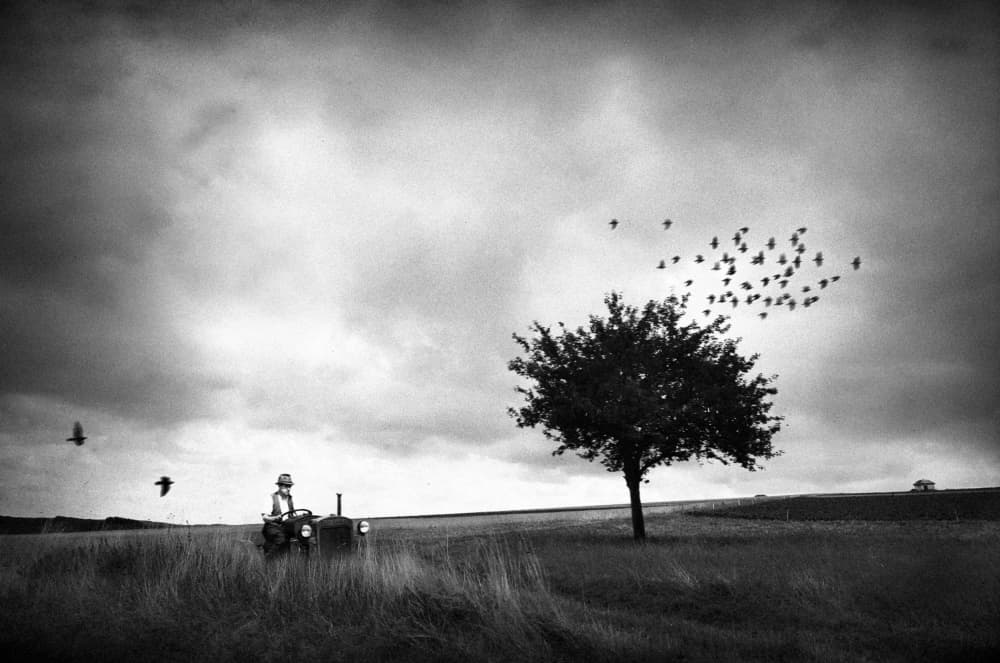 Tractor Under Stormy Sky by Holger Droste — canvas wall art