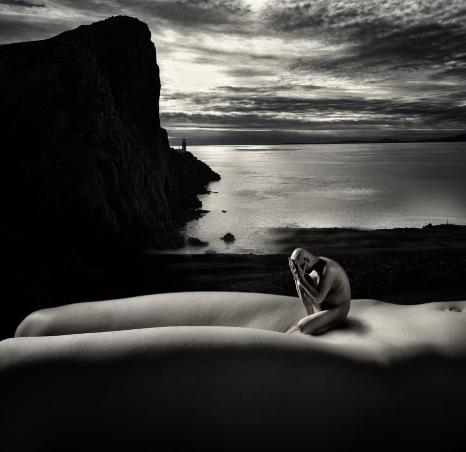 Sorrowful Figure Seascape by Derek Galon MA FRPS FOPS — canvas wall art