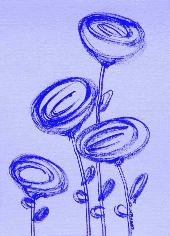 Whimsical Blue Blooms by Santhosh ch — canvas wall art
