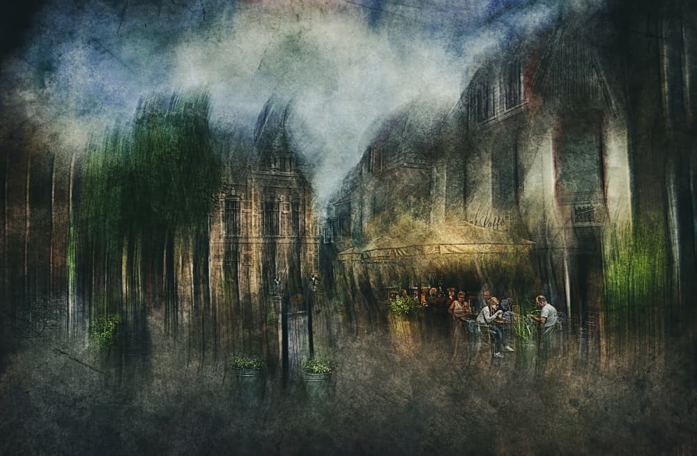 Dreamy City Cafe by Jan van der Linden — canvas wall art