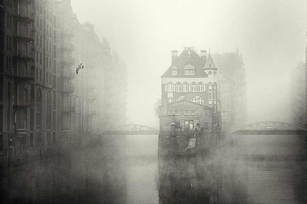 Mysterious Canal Fog by Ulrike Eisenmann — canvas wall art