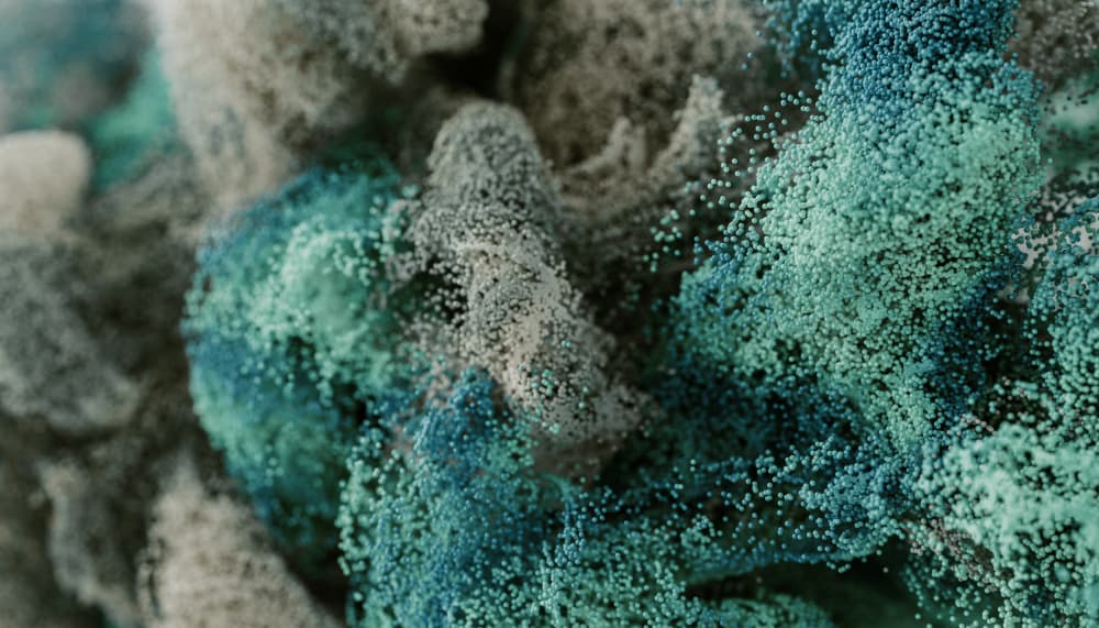 Swirling Teal Particles by Javier Pardina — canvas wall art