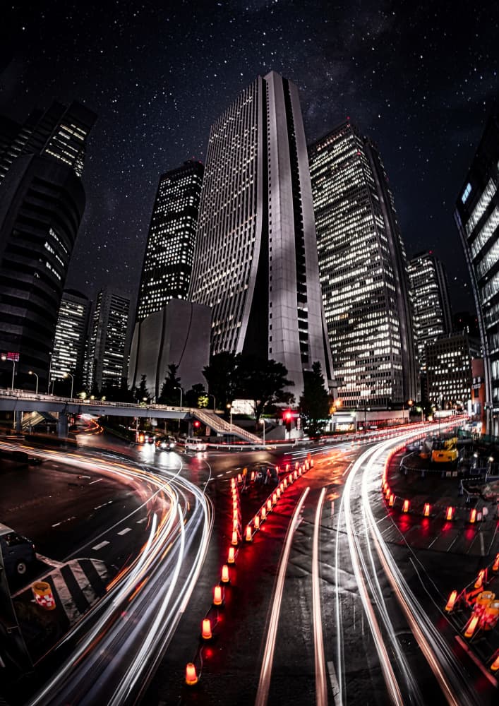City Stars Light Trails by 大山 儀高 — canvas wall art