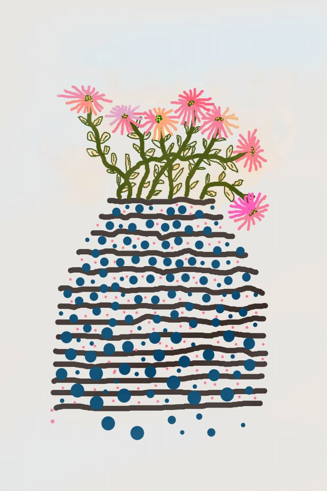 Pink Blooms Dotted Vase by Christina Sillen — canvas wall art